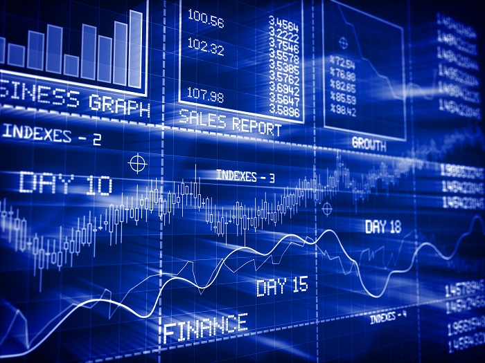 Gráficos com informações do mercado de ações